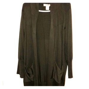 Green cardigan with hood , pockets